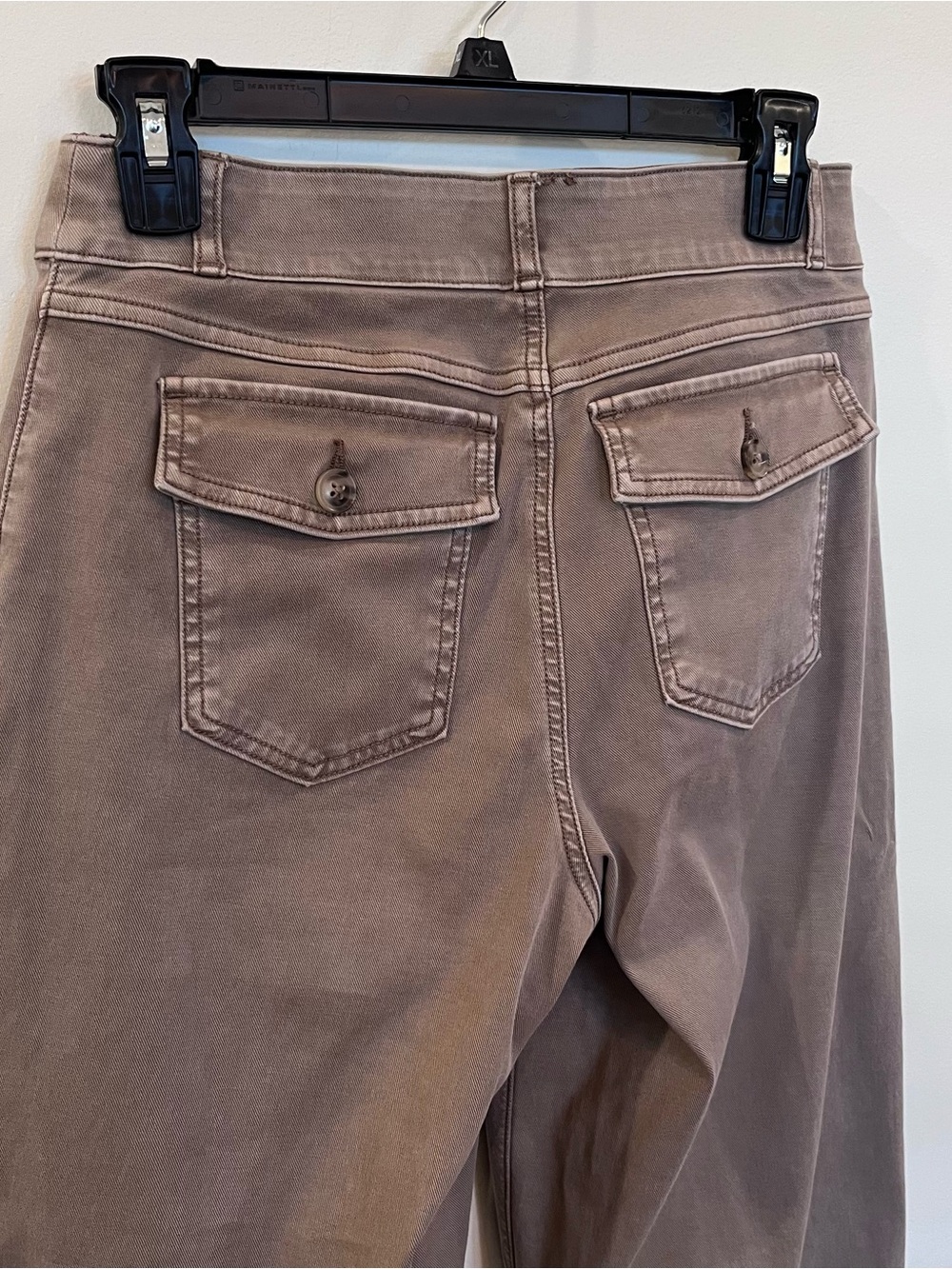 Spanx Stretch Twill Cropped Wide Leg Pants In Brown Smoke Women’s Medium Petite - Picture 6 of 7